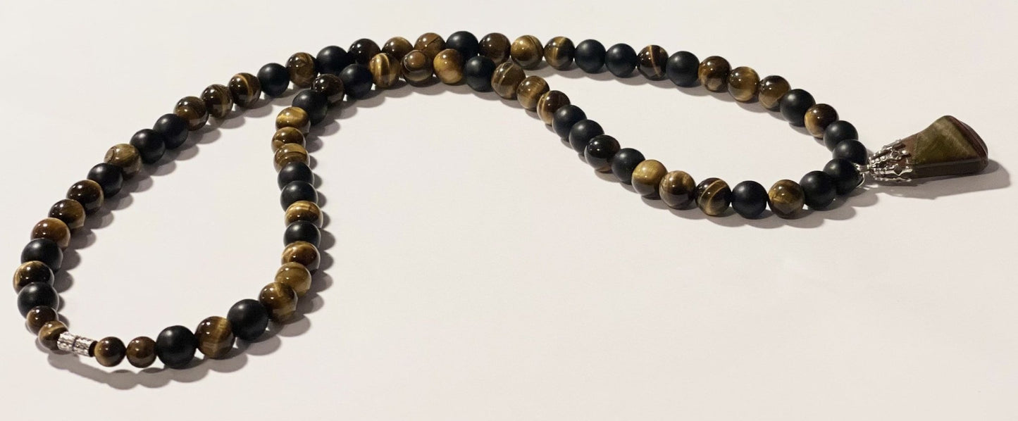 Black Onyx and Tigers Eye necklace - E-monaejewels "LLC"