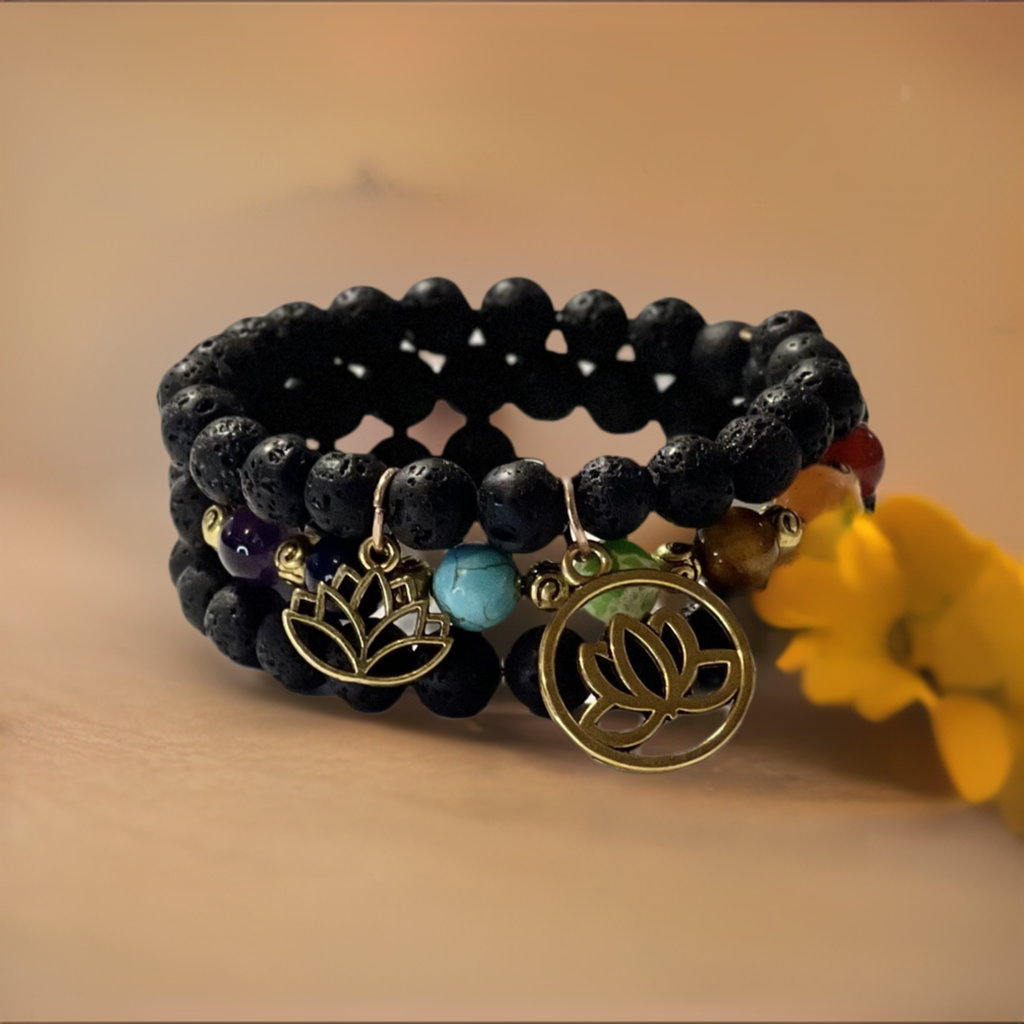 7 Healing Chakra Gold Memory Wire Bracelets