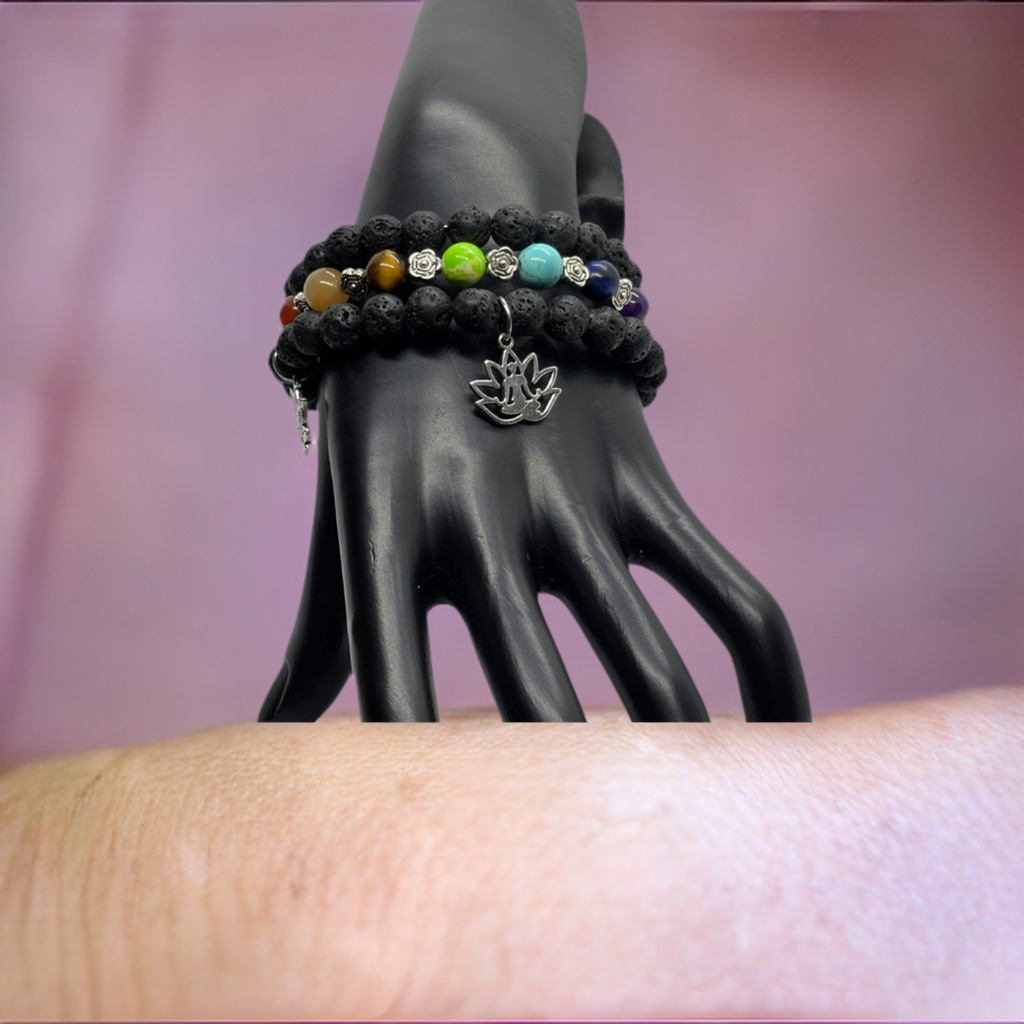 7 Healing Chakra Silver Memory Wire Bracelets
