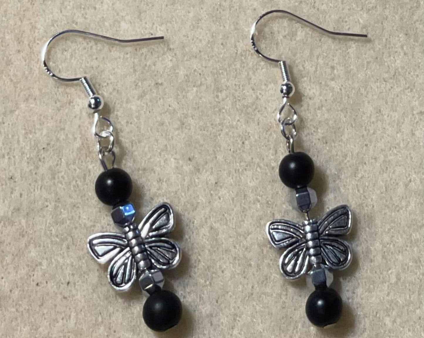 Butterfly and Black Onyx earrings - E-monaejewels "LLC"
