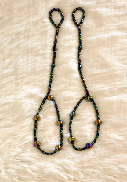 Handmade Jewelry for your feet barefoot sandals made with multi-color seed beads- E-monaejewels "LLC"