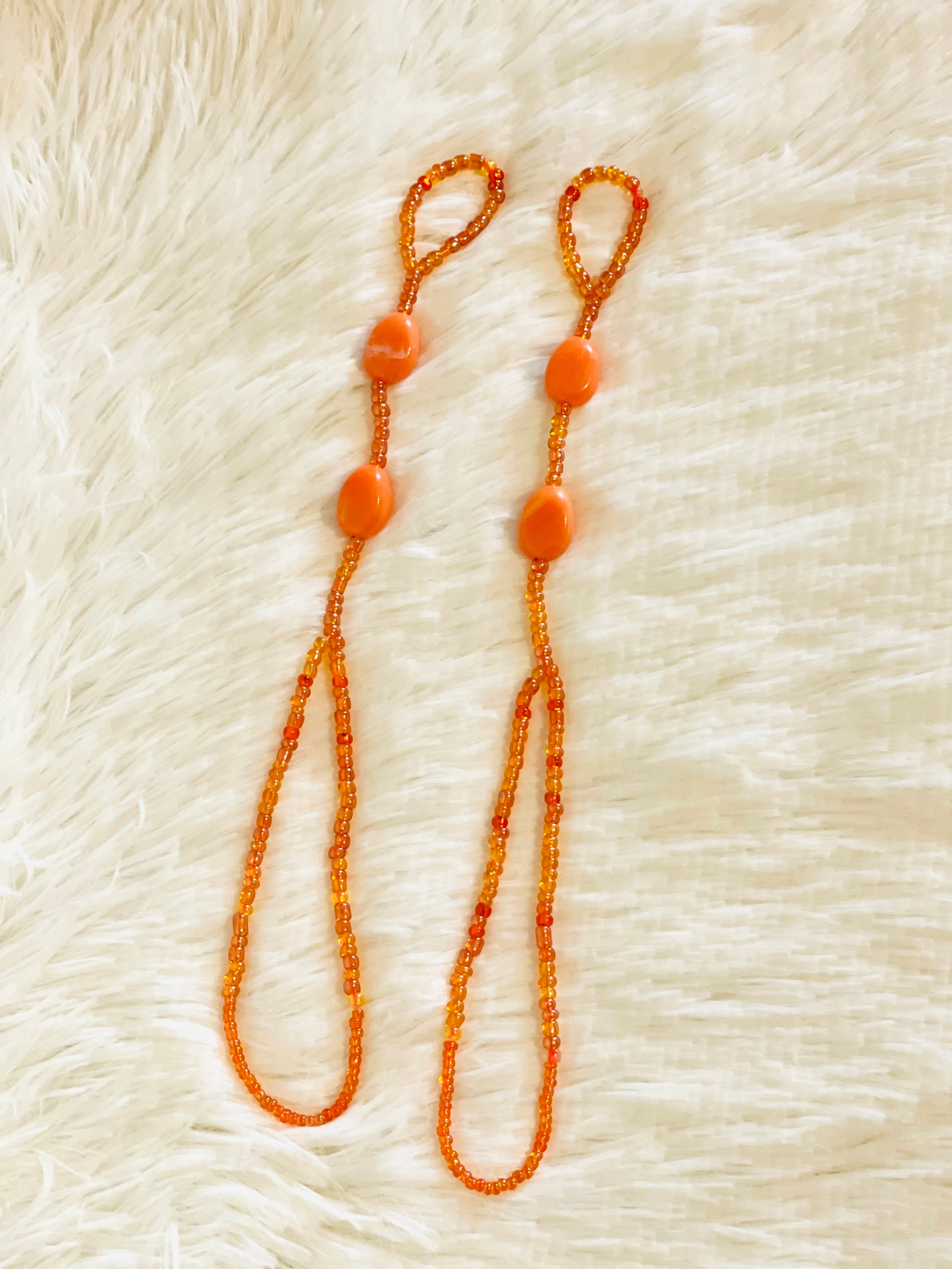 Handmade Jewelry for your feet barefoot sandals orange seed beads - E-monaejewels "LLC"